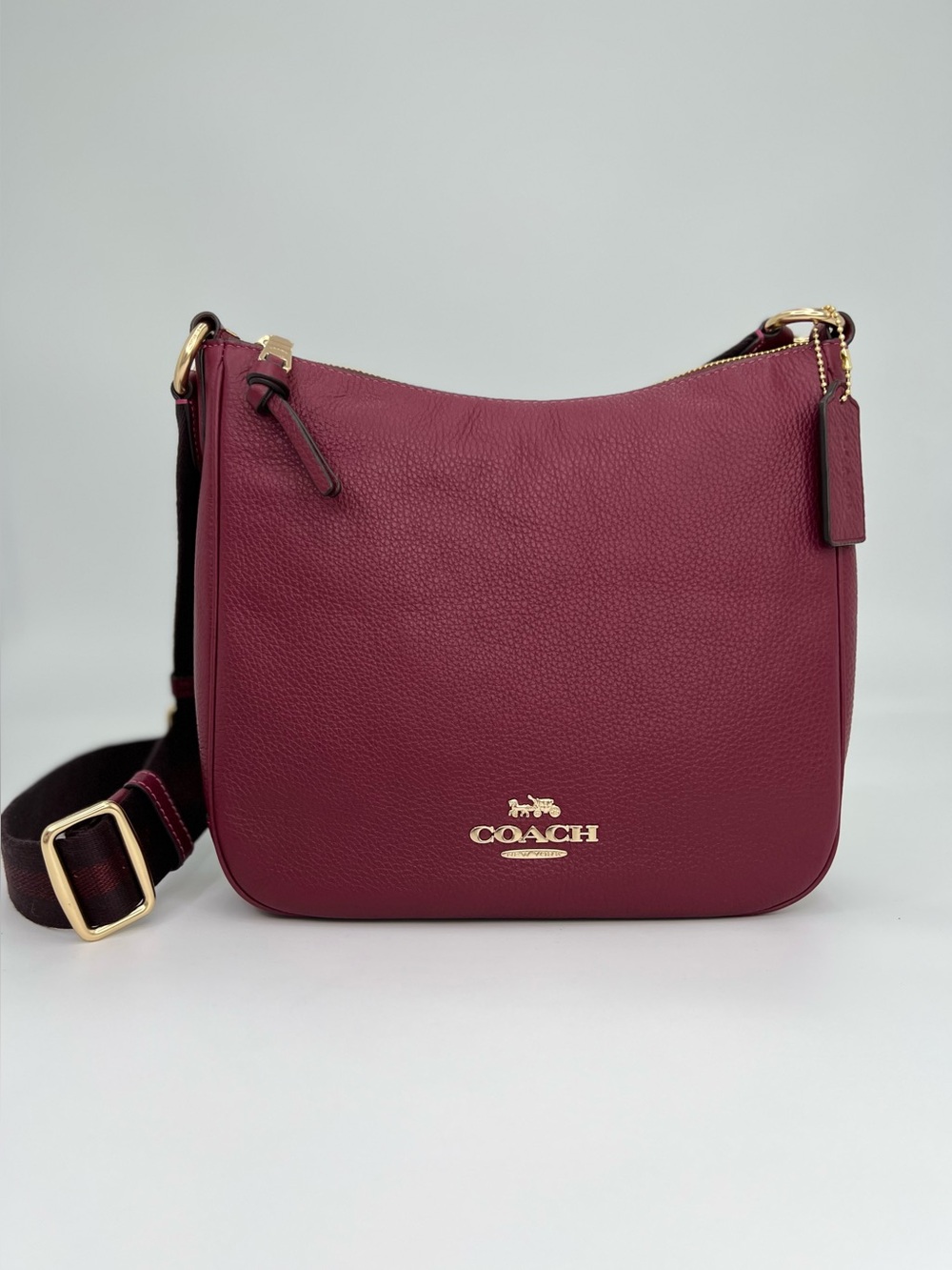 Coach Ellie File Bag Crossbody Pebbled Leather In Cherry Multi